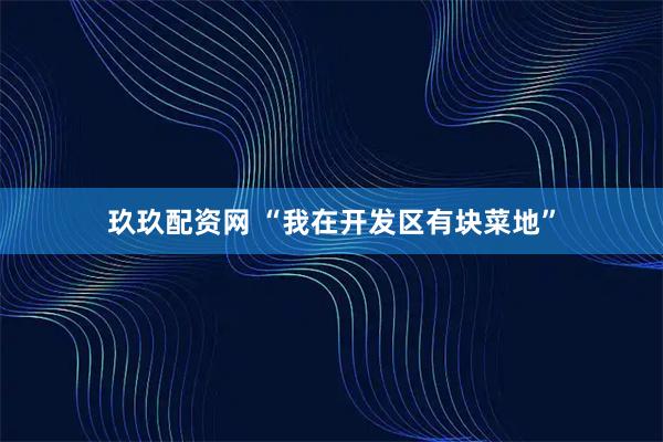 玖玖配资网 “我在开发区有块菜地”