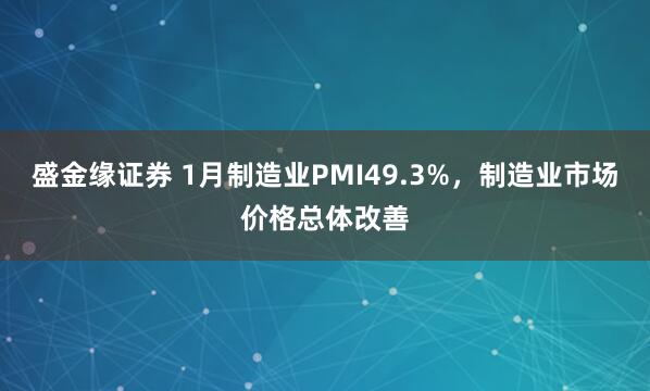 盛金缘证券 1月制造业PMI49.3%，制造业市场价格总体改善